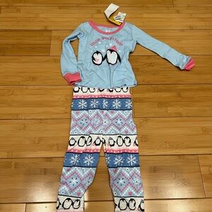 Place Kids Pajama Set - Light Blue and Pink Penguin Design